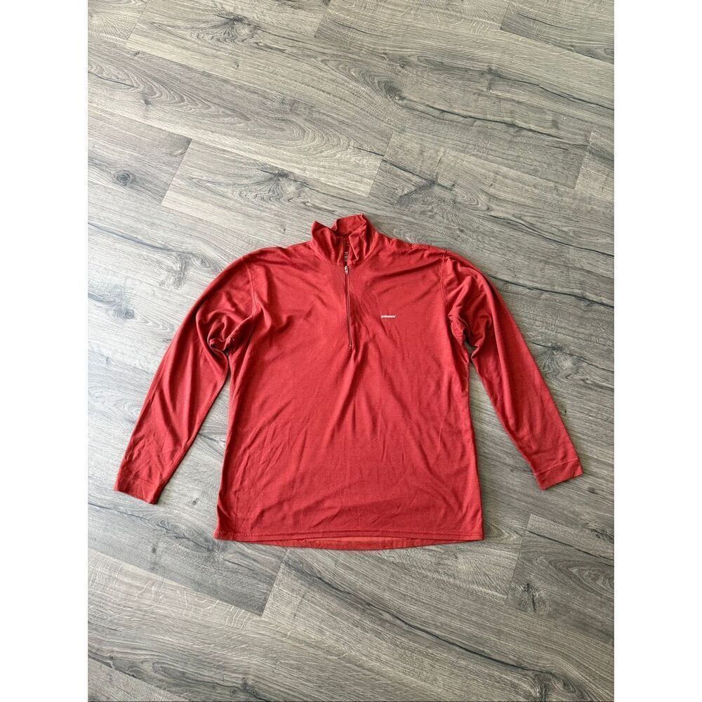 Patagonia Capilene Pullover Top Mens L Orange Midweight Daily 1/4-Zip Base Laye